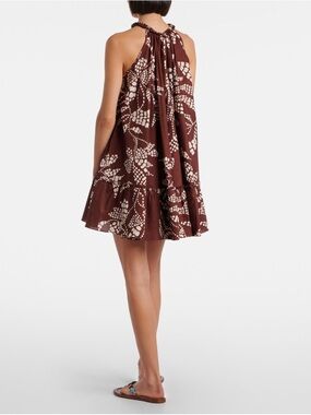 Sleeveless Brown Floral Halter Mini Dress
